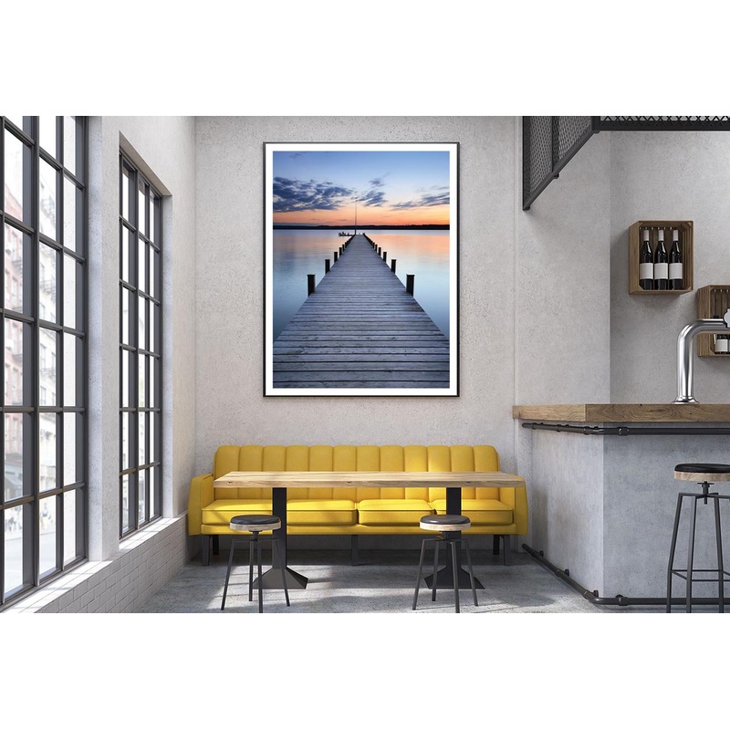 Wooden Pier On Lake & Sunset Sky View Home Decor Premium Quality Poster Print Choose Your Sizes