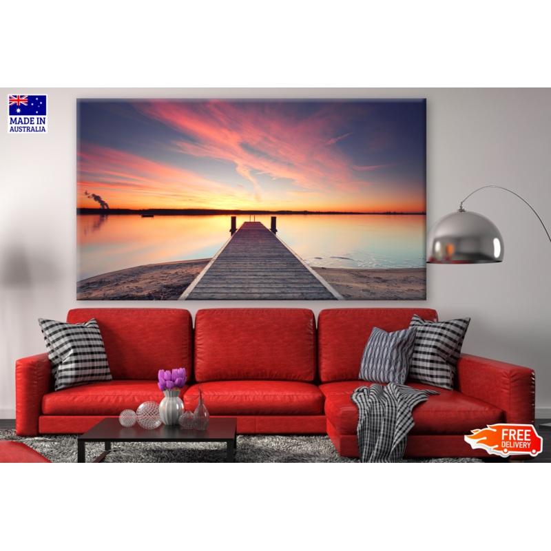 Wooden Pier on the Lake Sunset Photograph Print 100% Australian Made