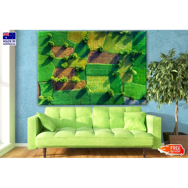 Aerial View of Rice Fields in Mekong Delta in  Vietnam Photograph Print 100% Australian Made