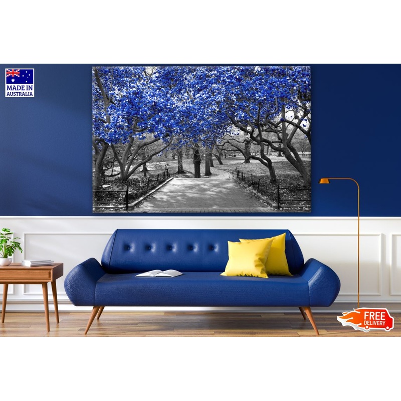 B&W Tree Forest with Blue Leaves Photograph Print 100% Australian Made