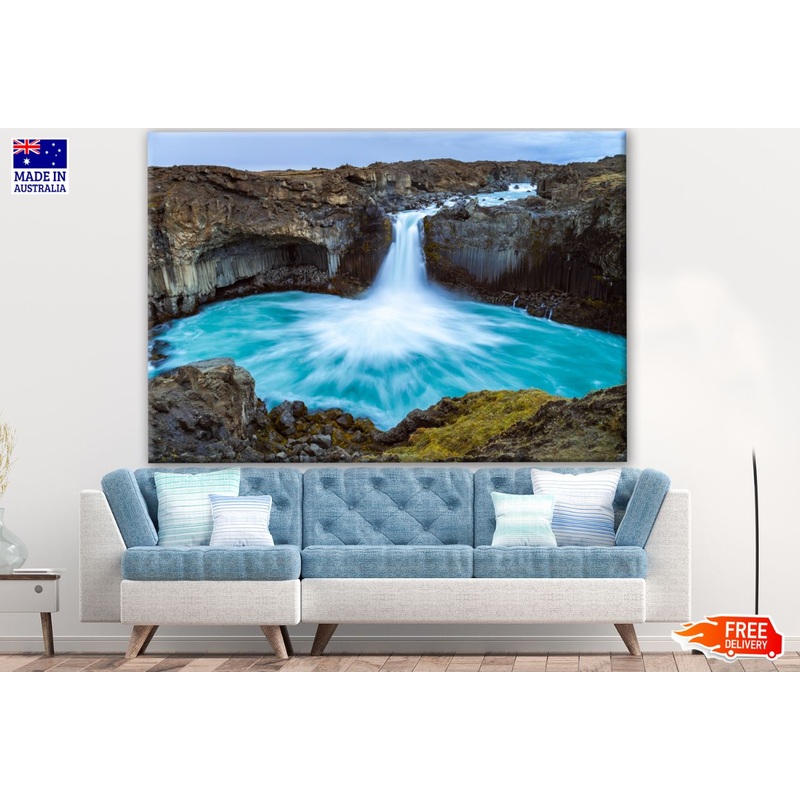 Waterfall Falling to Beach Photograph Print 100% Australian Made