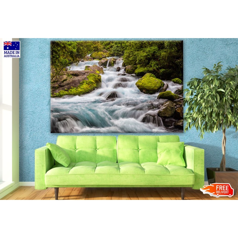Waterfall in Forest Scenery Photograph Print 100% Australian Made