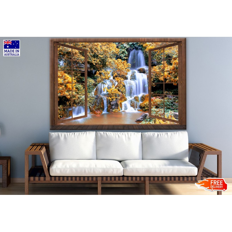 Waterfall Scenery Photograph Window View Print 100% Australian Made