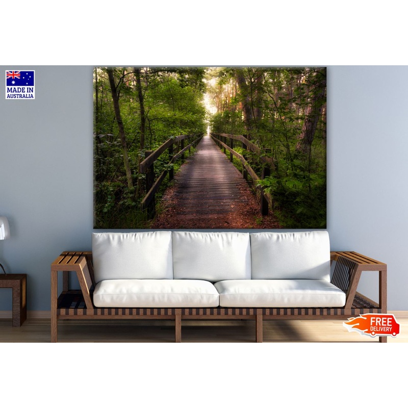 Wooden Bridge in Forest Photograph Print 100% Australian Made