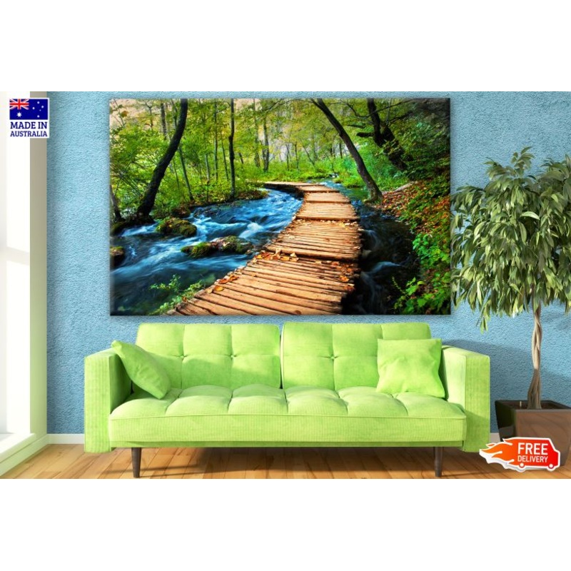 Wooden Pier in Forest Over Lake  Photograph Print 100% Australian Made