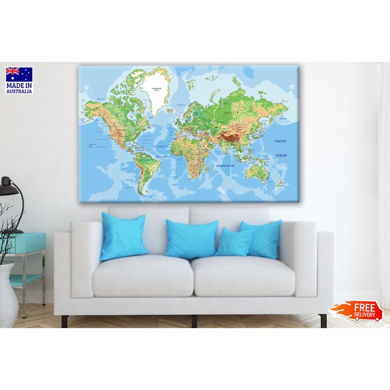 World Map Vector Art Print 100% Australian Made