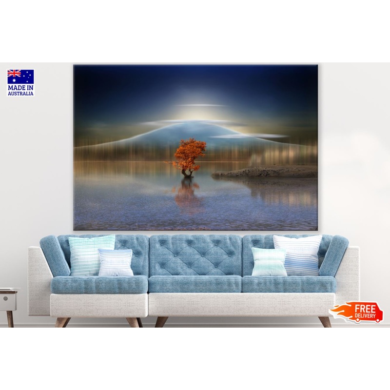 Tree in a Lake & Mountain View Photograph Print 100% Australian Made