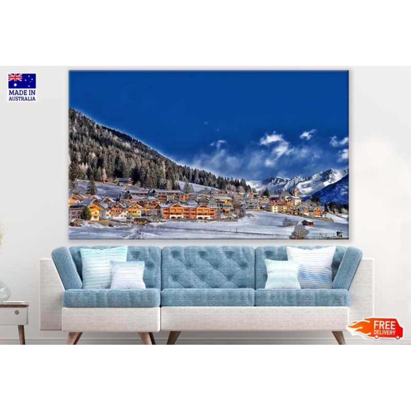 Village Covered with Snow Photograph Print 100% Australian Made