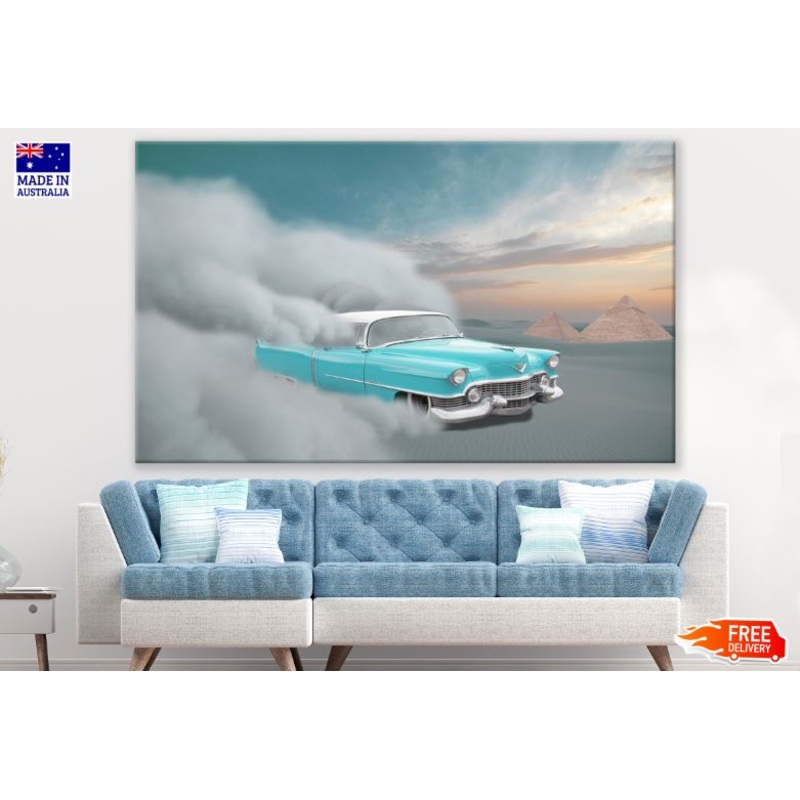 Vintage Blue Car on Desert Photograph Print 100% Australian Made