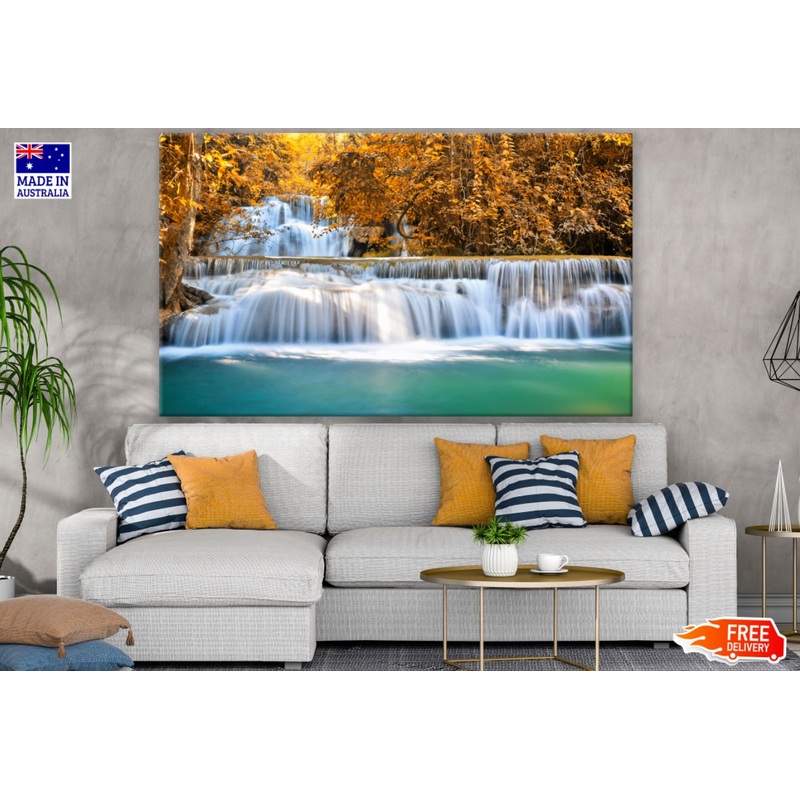 Waterfall in Autumn Forest Photograph Print 100% Australian Made