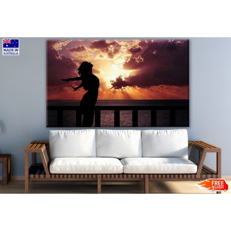 Woman Feeling Nature at Sunset Photograph Print 100% Australian Made