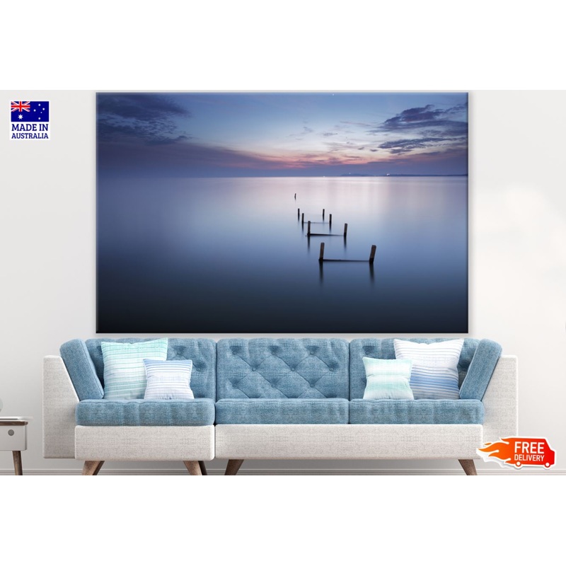 Wooden Bridge Ruins in Lake Photograph Print 100% Australian Made