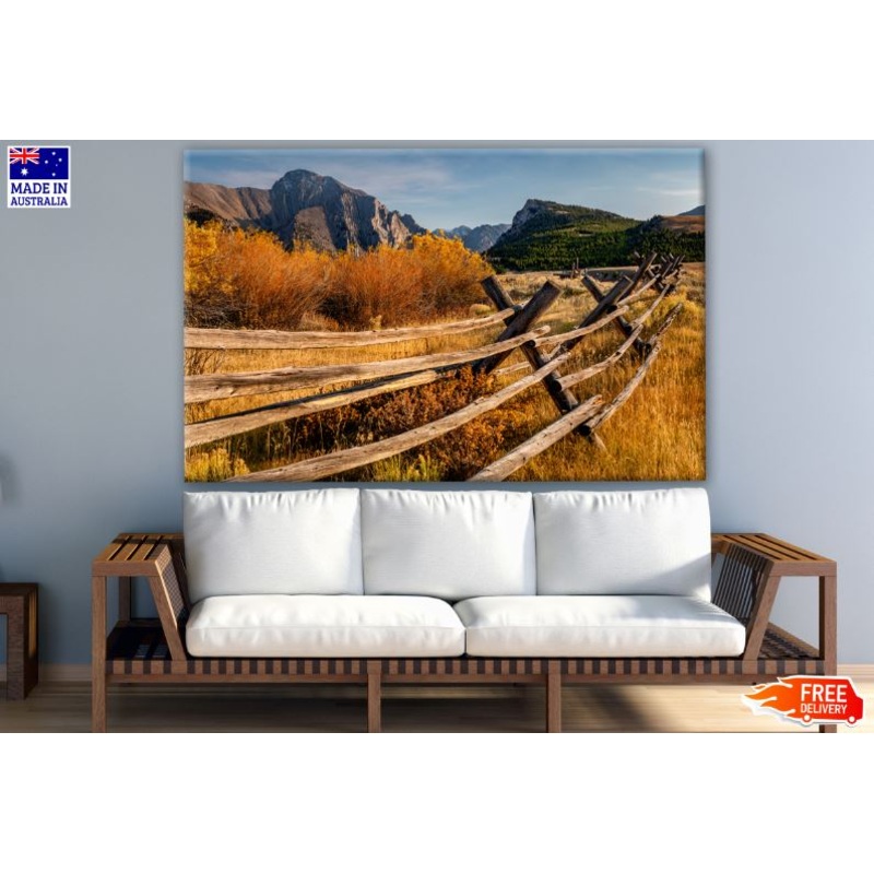 Wooden Fence & Dry Field Photograph Print 100% Australian Made