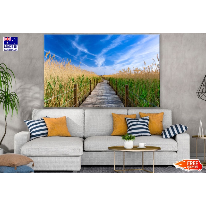 Wooden Foot Path in Grass Photograph Print 100% Australian Made