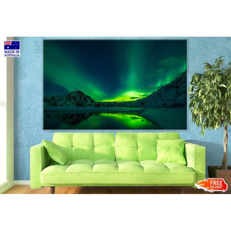 Aurora Over Lake & Mountains Photograph Print 100% Australian Made