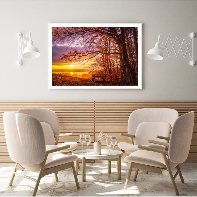 Autumn Forest Sunset Scenery View Photograph Home Decor Premium Quality Poster Print Choose Your Sizes