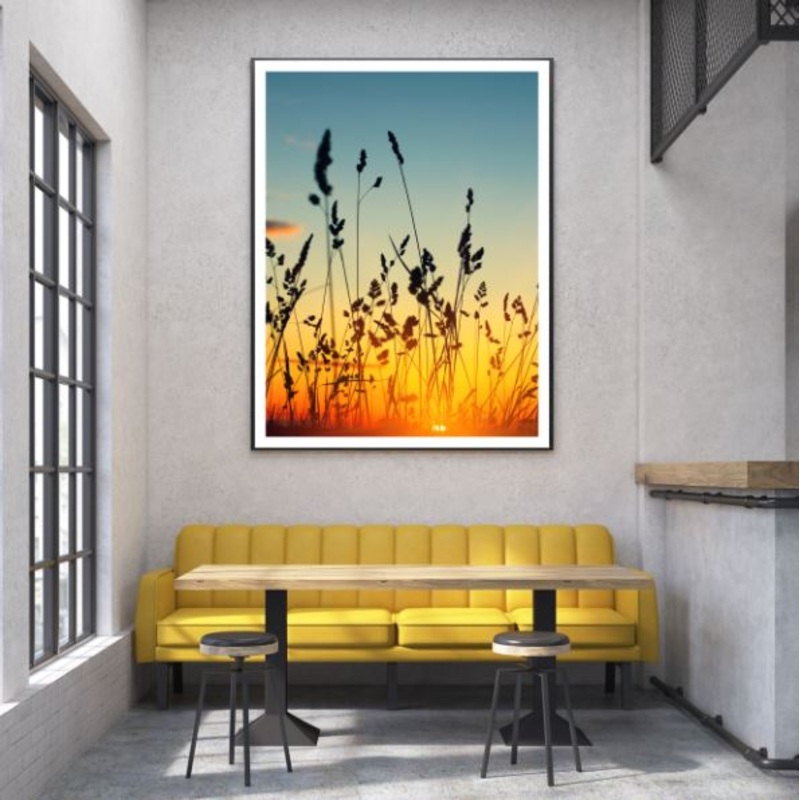 Sunset View Througn Grass Photograph Home Decor Premium Quality Poster Print Choose Your Sizes