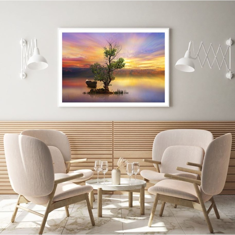 Tree on Lake Scenery Photograph Home Decor Premium Quality Poster Print Choose Your Sizes
