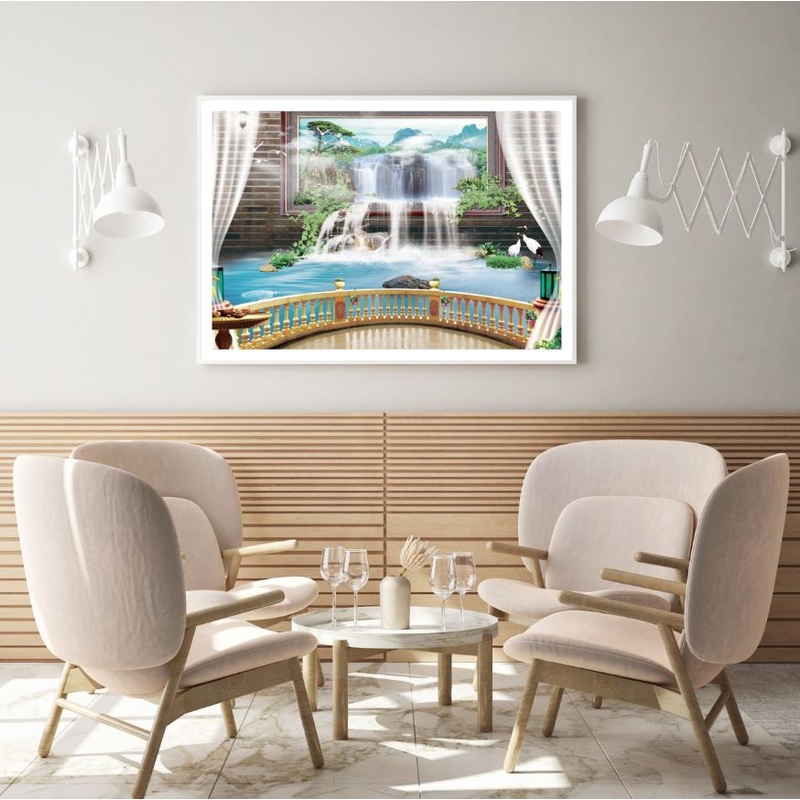 Waterfall Scenery Window View Photograph Home Decor Premium Quality Poster Print Choose Your Sizes