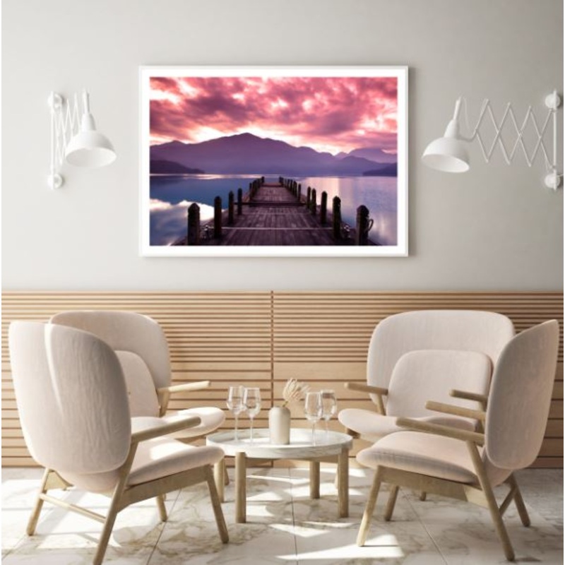 Wooden Pier Over Lake Sunset Photograph Home Decor Premium Quality Poster Print Choose Your Sizes