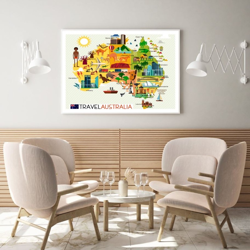 Australian Detail Map Vector Art Home Decor Premium Quality Poster Print Choose Your Sizes