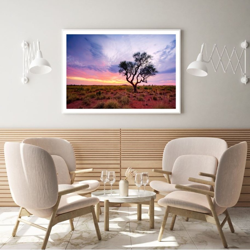 Tree at Sunset Scenery Photograph Home Decor Premium Quality Poster Print Choose Your Sizes