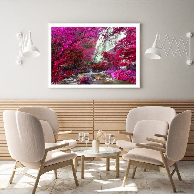 Waterfall in Forest Scenery View Home Decor Premium Quality Poster Print Choose Your Sizes