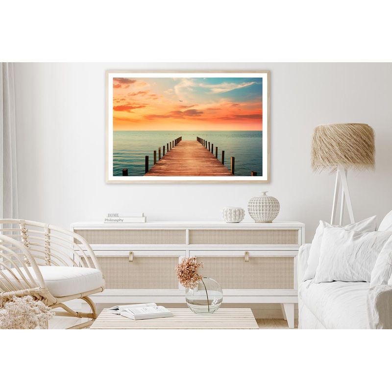 Wooden Pier on Lagoon & Sunset Home Decor Premium Quality Poster Print Choose Your Sizes
