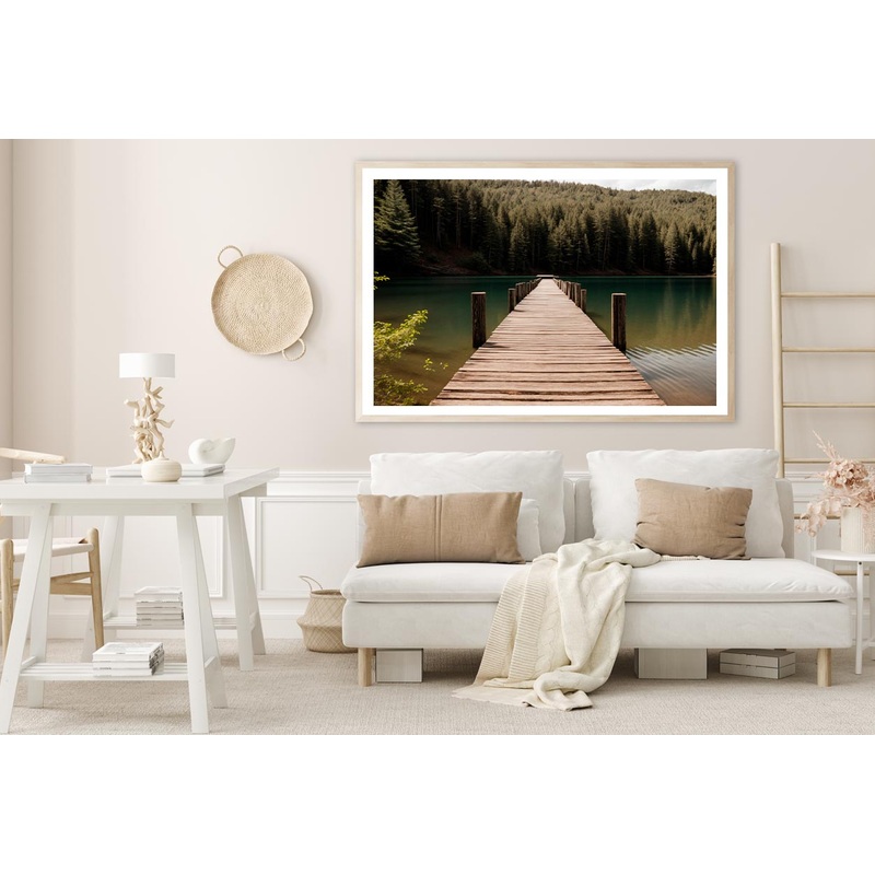 Wooden Pier On Lake & Forest Home Decor Premium Quality Poster Print Choose Your Sizes