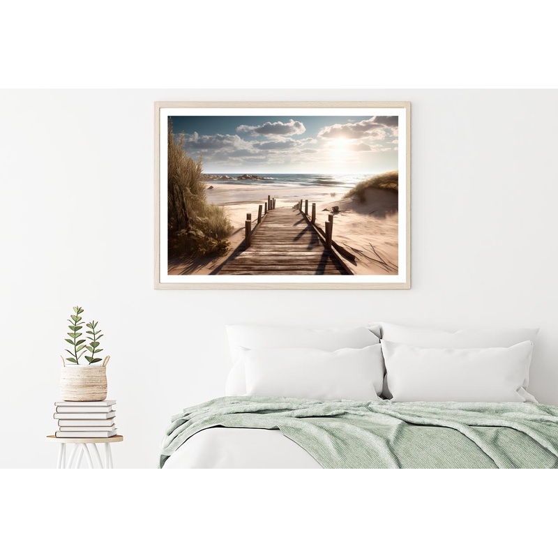 Wooden Pier on Ocean or Sea, Home Decor Premium Quality Poster Print Choose Your Sizes