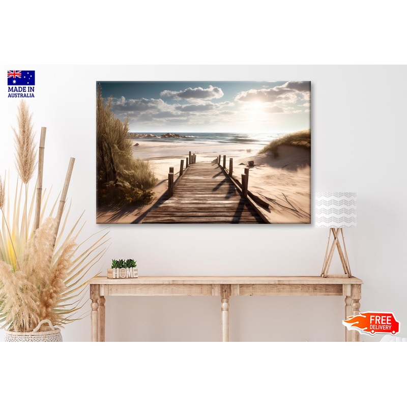 Wooden Pier on Ocean or Sea,  Wall Art Decor 100% Australian Made