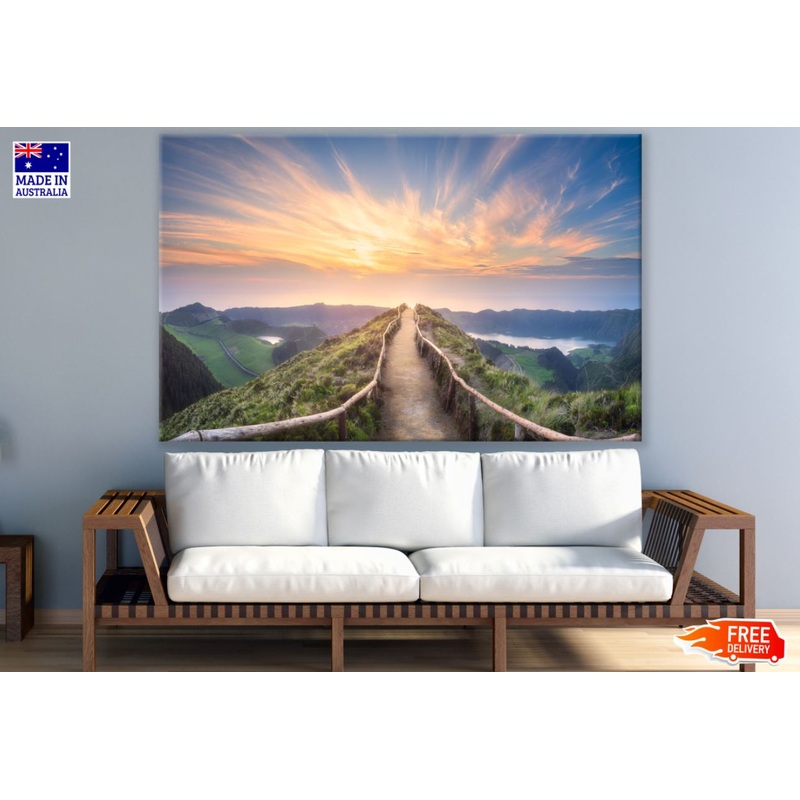 Sunset Mountain Foot Path Scenery Print 100% Australian Made