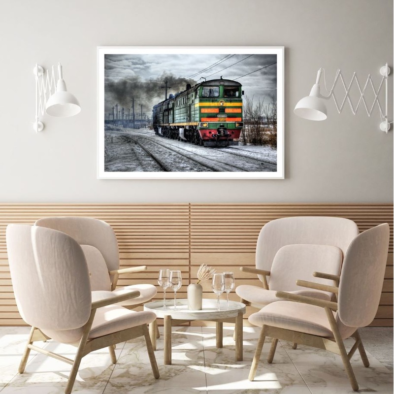 Train in Winter Photograph Home Decor Premium Quality Poster Print Choose Your Sizes