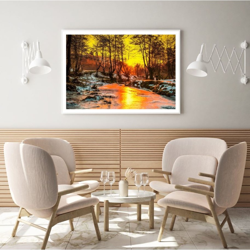 Water Stream Sunset Scenery View Home Decor Premium Quality Poster Print Choose Your Sizes