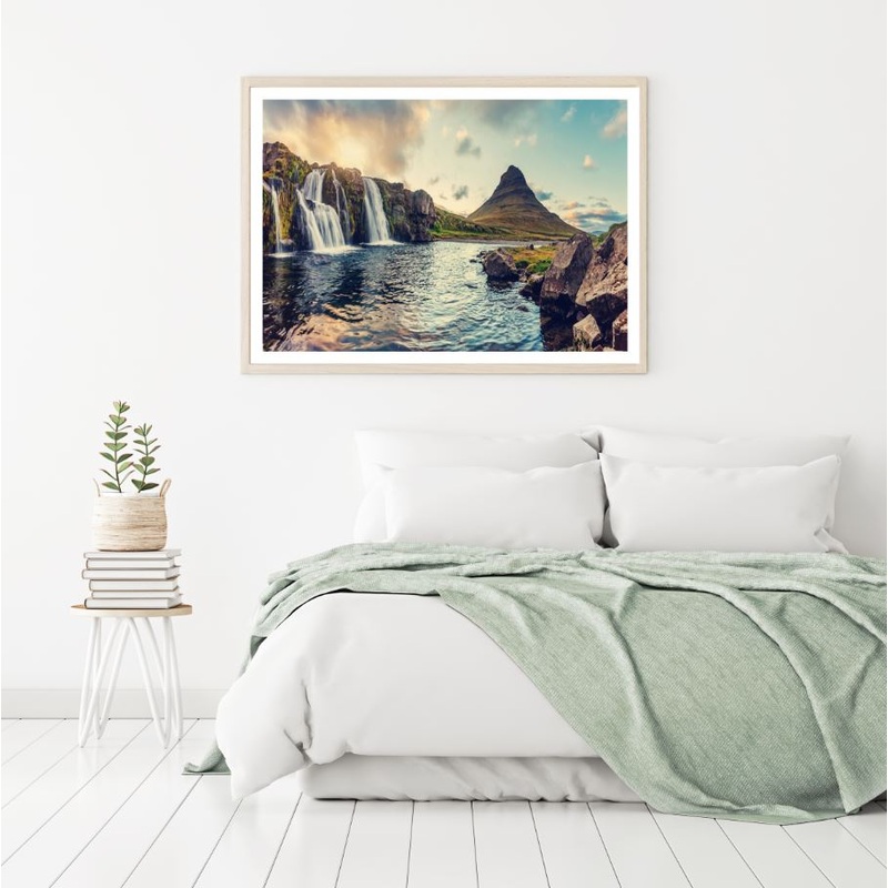 Waterfall & Mountains Scenery Home Decor Premium Quality Poster Print Choose Your Sizes