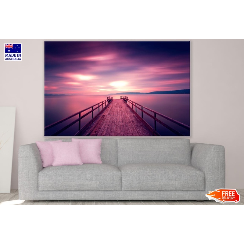 Wooden Pier Over Lake Scenery Print 100% Australian Made