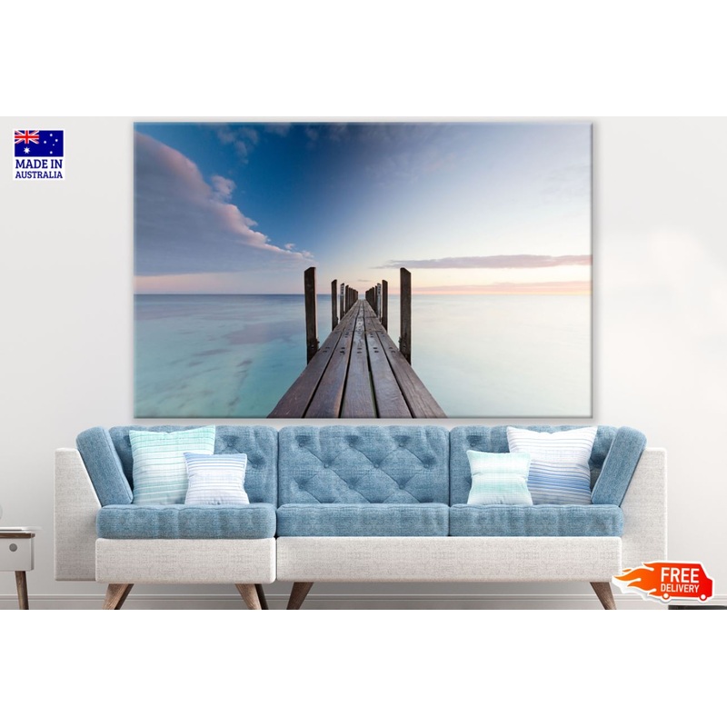 Wooden Pier Over Sea Scenery View Print 100% Australian Made