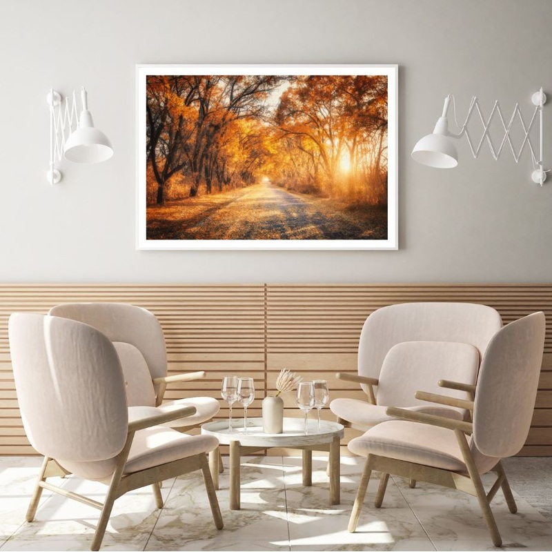 Autumn Forest Sunset Scenery View Home Decor Premium Quality Poster Print Choose Your Sizes
