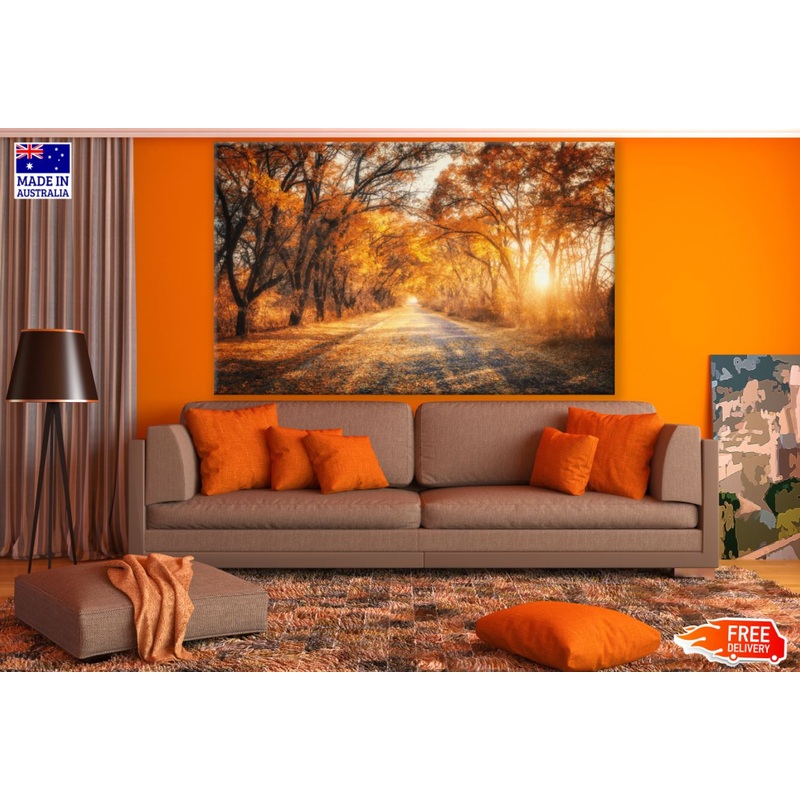 Autumn Forest Sunset Scenery View Print 100% Australian Made