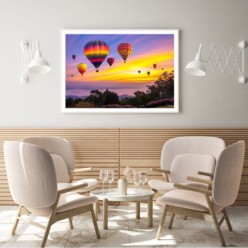 Balloons on Sunset Ske Photograph Home Decor Premium Quality Poster Print Choose Your Sizes