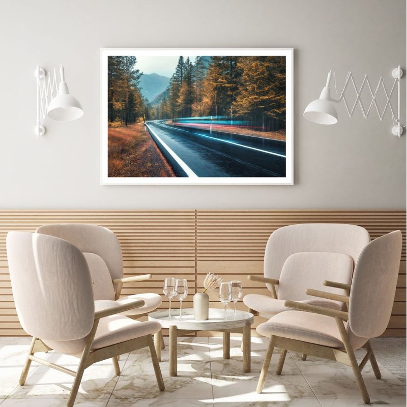 Wet Road & Forest Photograph Home Decor Premium Quality Poster Print Choose Your Sizes