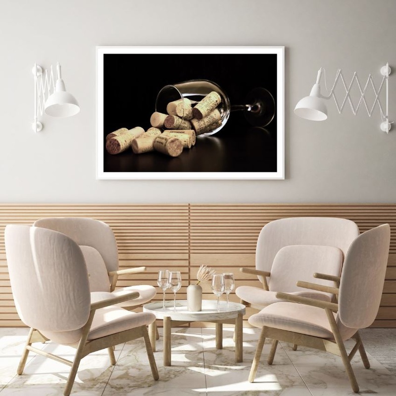 Wine Corks & Wine Glass on Table Home Decor Premium Quality Poster Print Choose Your Sizes