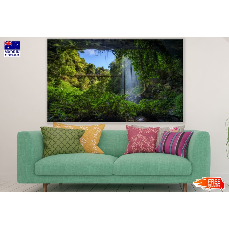 Wooden Pridge Over Forst Scenery Print 100% Australian Made