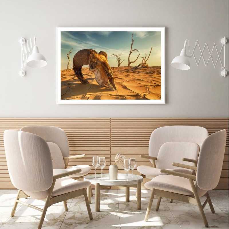 Animal Skull in Desert Photograph Home Decor Premium Quality Poster Print Choose Your Sizes