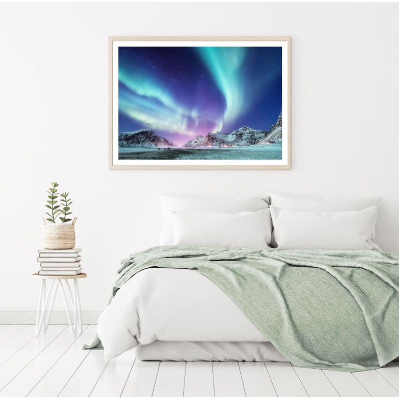 Aurora Over Snow Capped Mountain Home Decor Premium Quality Poster Print Choose Your Sizes