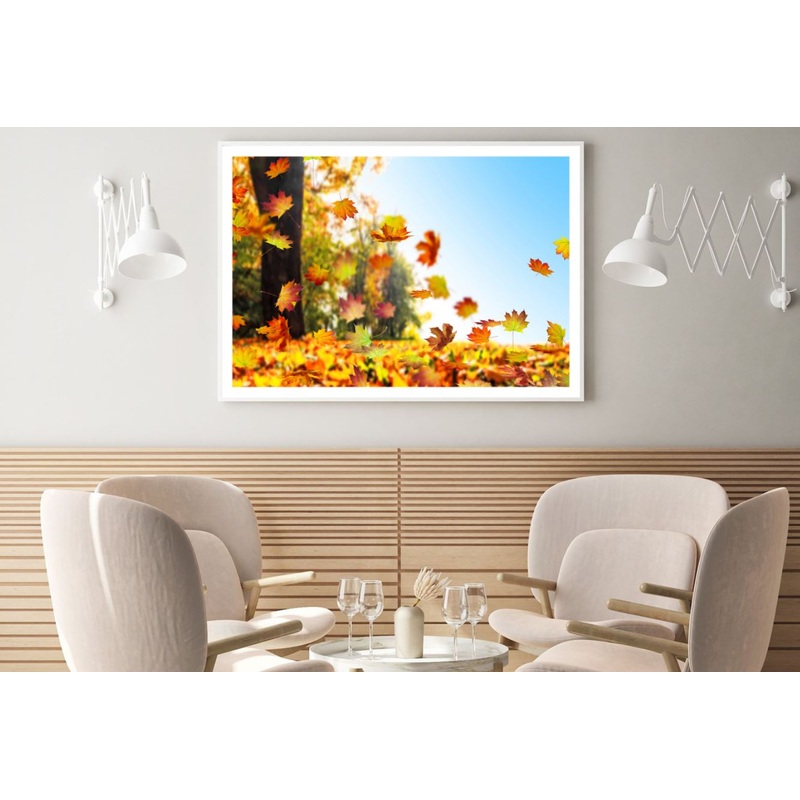 Autumn Leaves Falling Photograph Home Decor Premium Quality Poster Print Choose Your Sizes