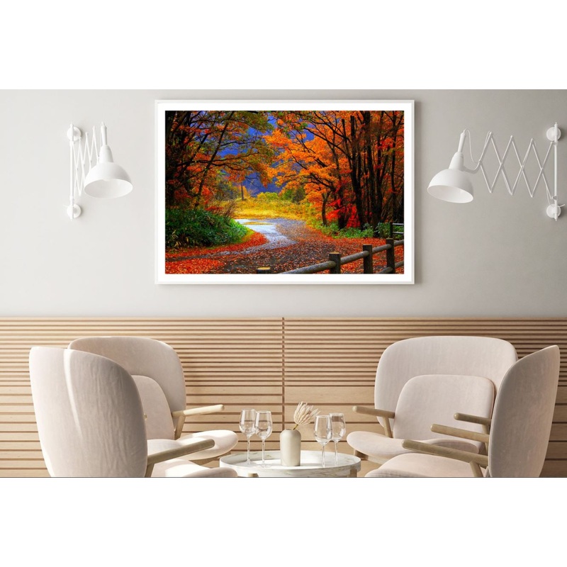 Autumn Tree Forest Road Scenery Home Decor Premium Quality Poster Print Choose Your Sizes