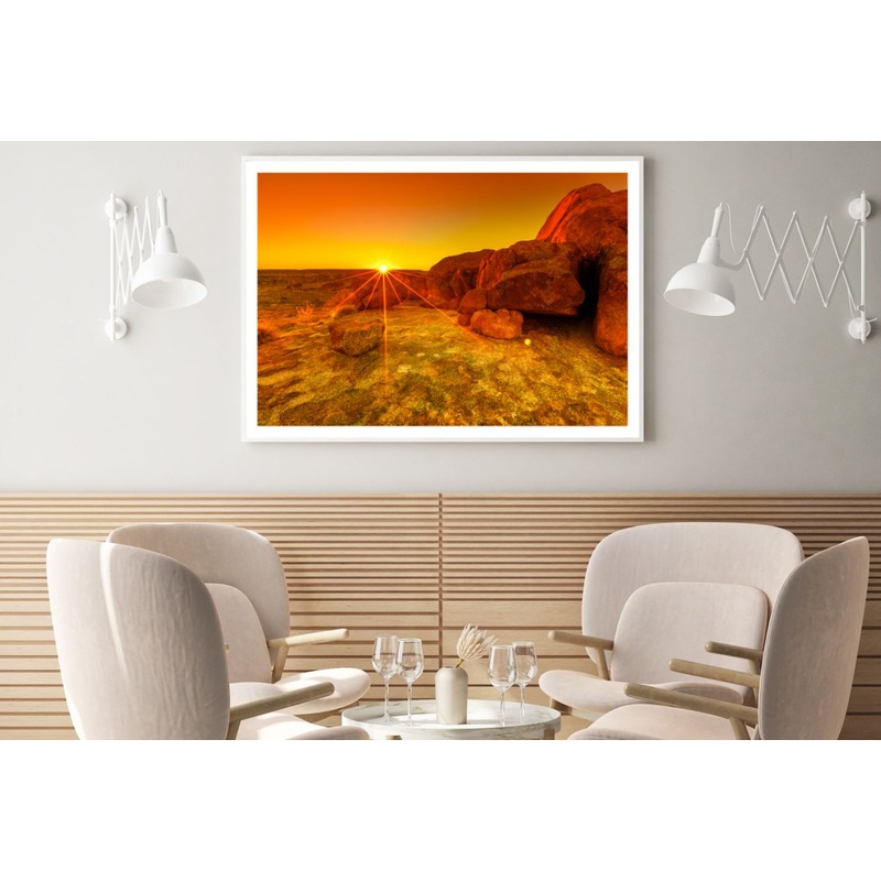Sunset Over Huge Rocks Photograph Home Decor Premium Quality Poster Print Choose Your Sizes