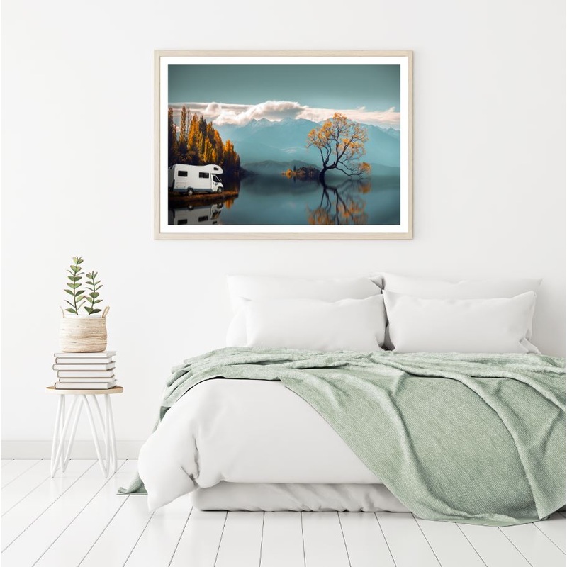 Van Near Lake Scenery Photograph Home Decor Premium Quality Poster Print Choose Your Sizes