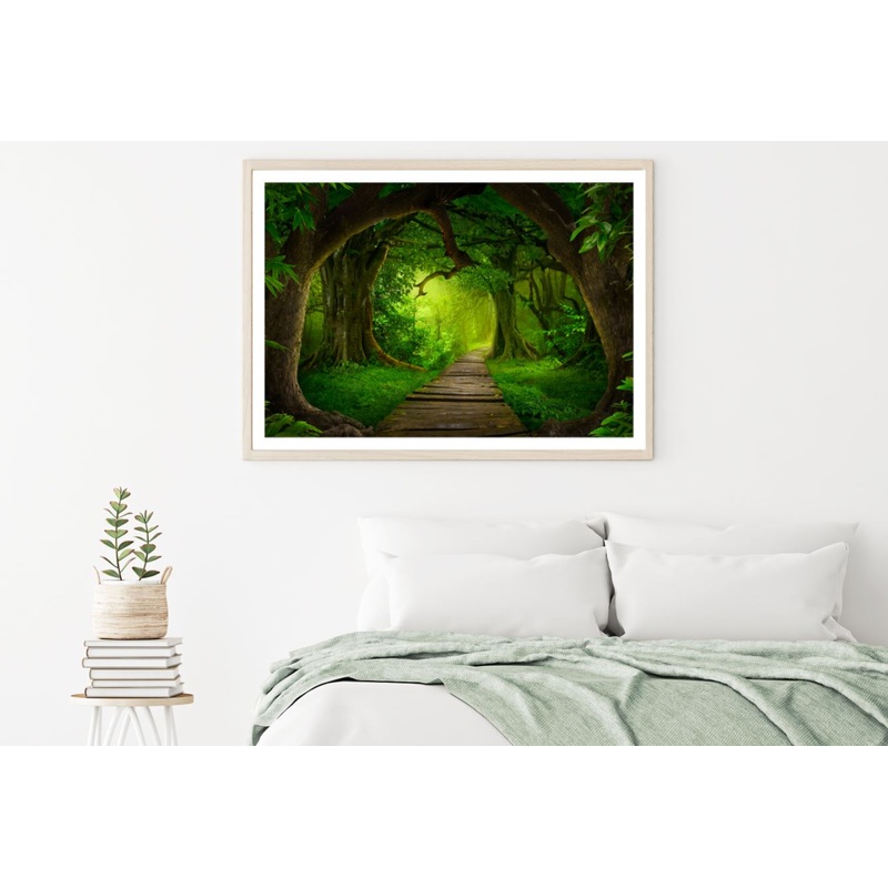 Wooden Pier in Deep Forest View Home Decor Premium Quality Poster Print Choose Your Sizes